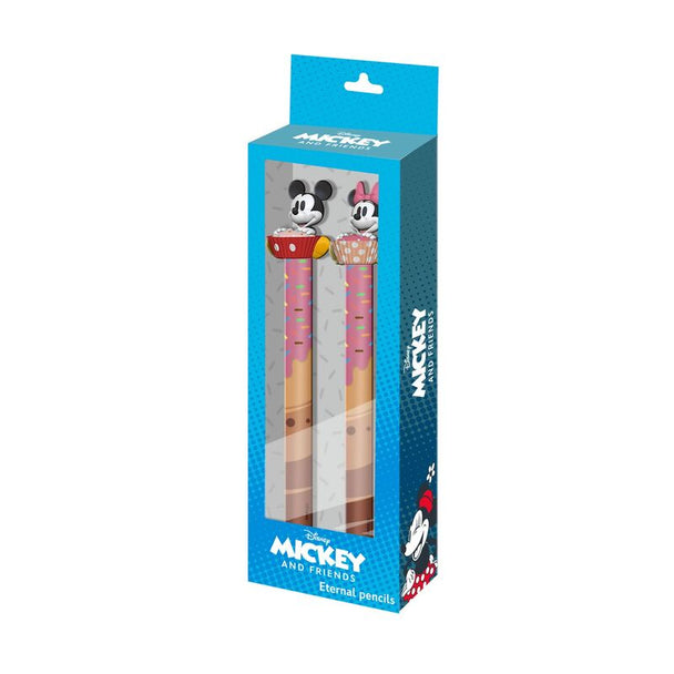 Pack stylo et crayon Disney Mickey and Friends avec illustrations colorées des personnages emblématiques de Mickey et ses amis.