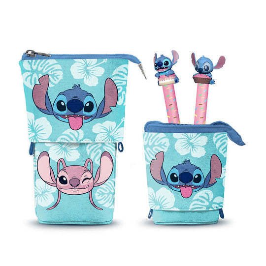 Trousse à crayons Stitch Disney avec deux stylos effaçables, design coloré et compact par KARACTERMANIA