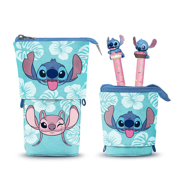 Trousse à crayons Stitch Disney avec deux stylos effaçables, design coloré et compact par KARACTERMANIA