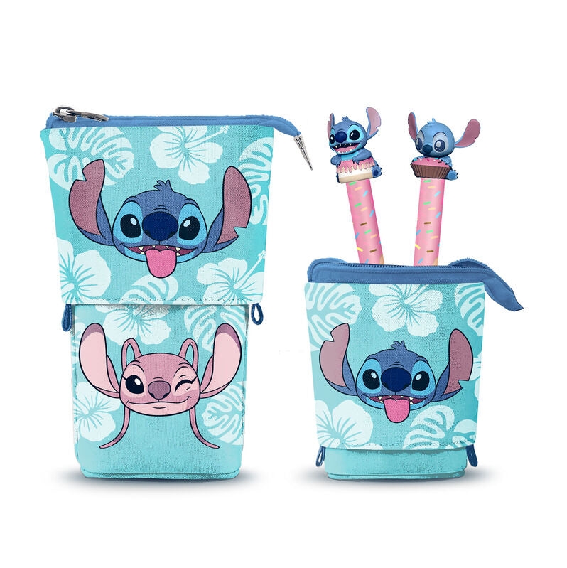 Trousse à crayons Stitch Disney avec deux stylos effaçables, design coloré et compact par KARACTERMANIA