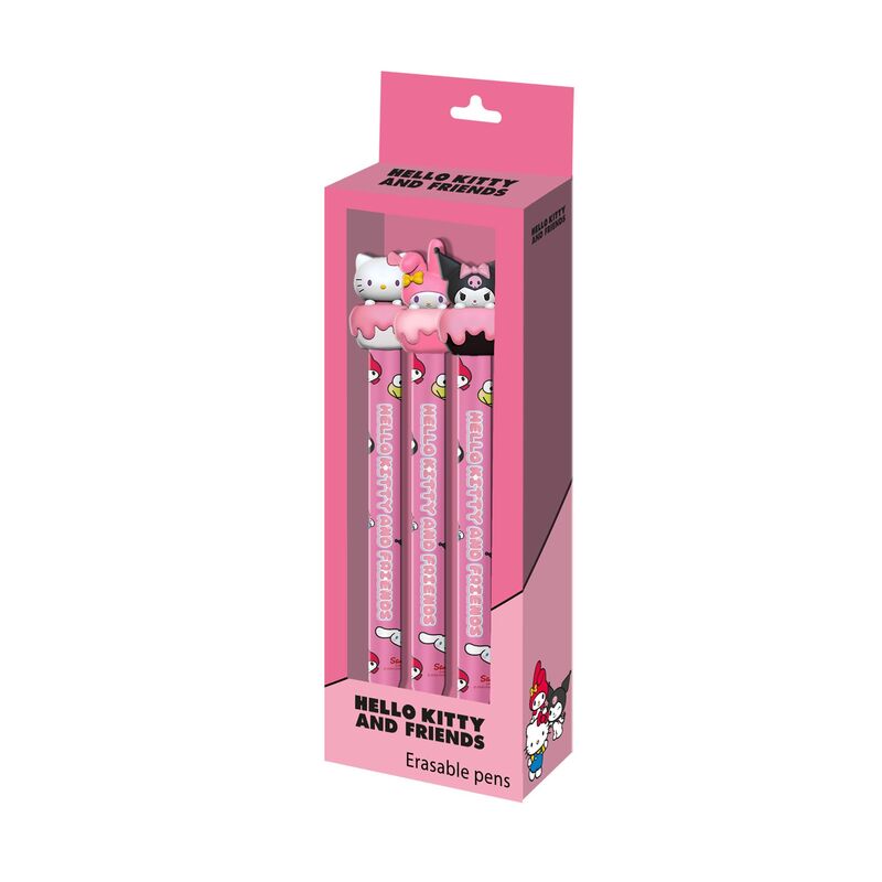 Pack de 3 stylos gel Hello Kitty KARACTERMANIA avec design coloré et encre fluide.