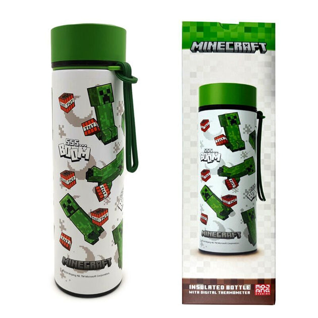 Bouteille thermos Minecraft 450ml PUCKATOR avec thermomètre intégré, design coloré et fonctionnel.