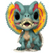 Détail de la figurine Funko POP Dilophosaurus Hatchling Jurassic Park montrant les couleurs et textures réalistes