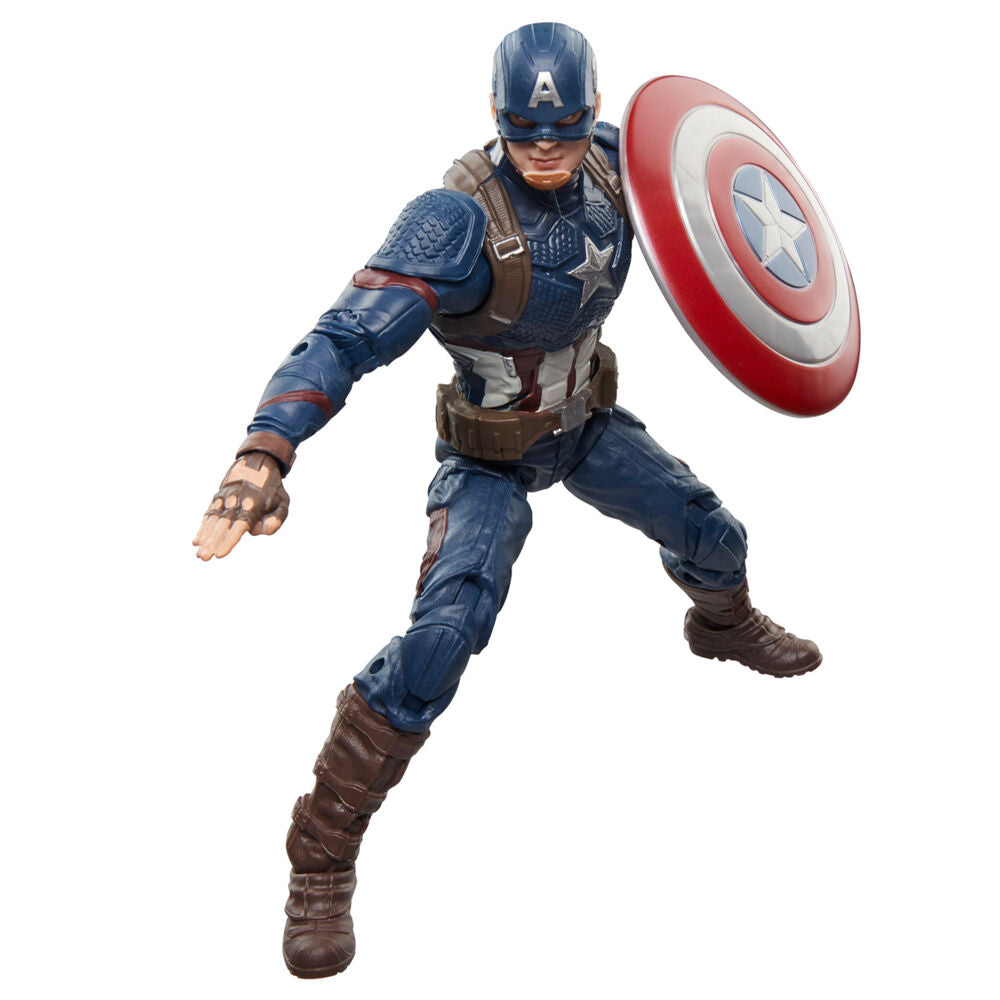 Photo de groupe avec la figurine Captain America et ses accessoires