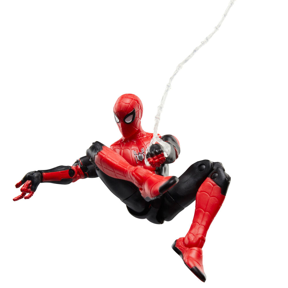 Figurine Spider-Man Marvel Legends posée sur un socle avec éclairage studio