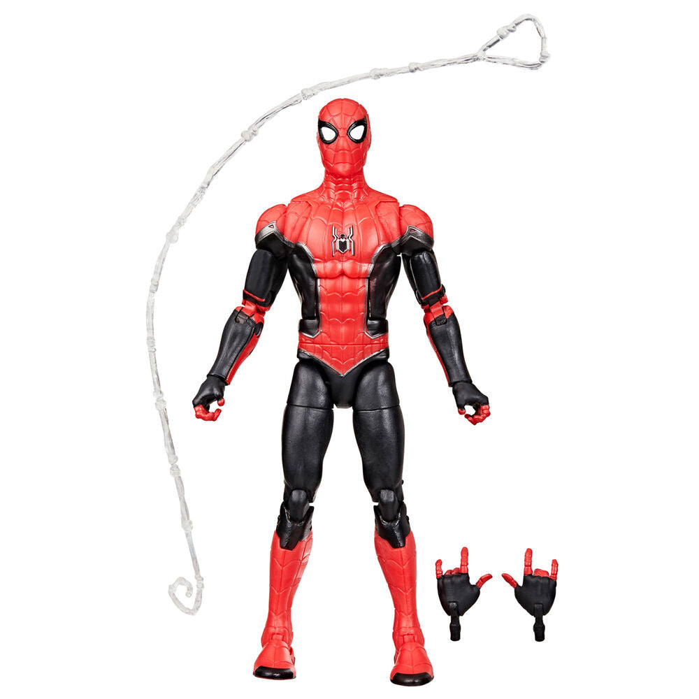 Vue latérale de la figurine Spider-Man Marvel Legends montrant les articulations flexibles