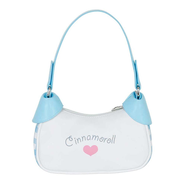 Détail du sac Hello Kitty Cinnamoroll montrant la fermeture éclair et la texture du tissu