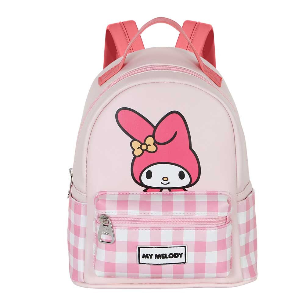 Sac à dos Hello Kitty My Melody 25cm vue de face avec design coloré et personnages emblématiques