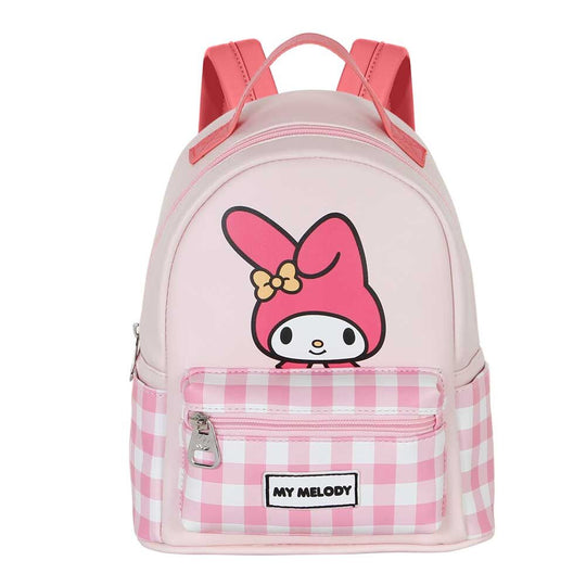 Sac à dos Hello Kitty My Melody 25cm vue de face avec design coloré et personnages emblématiques