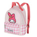 Sac à dos enfant Hello Kitty My Melody posé sur une surface blanche, dimensions 22x25x11cm visibles