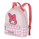 Sac à dos enfant Hello Kitty My Melody posé sur une surface blanche, dimensions 22x25x11cm visibles