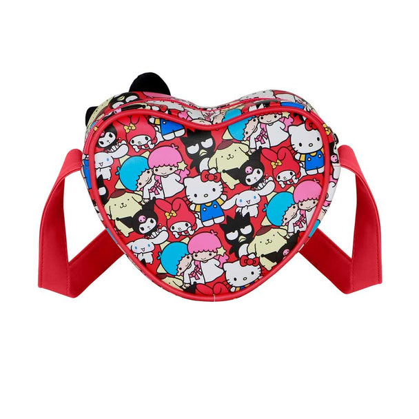 Zoom sur la fermeture et les détails du sac Hello Kitty Friends Hearts KARACTERMANIA