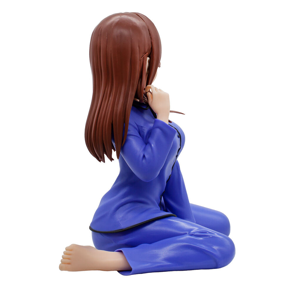 Gros plan sur le visage expressif de la figurine Miku Nakano de BANPRESTO