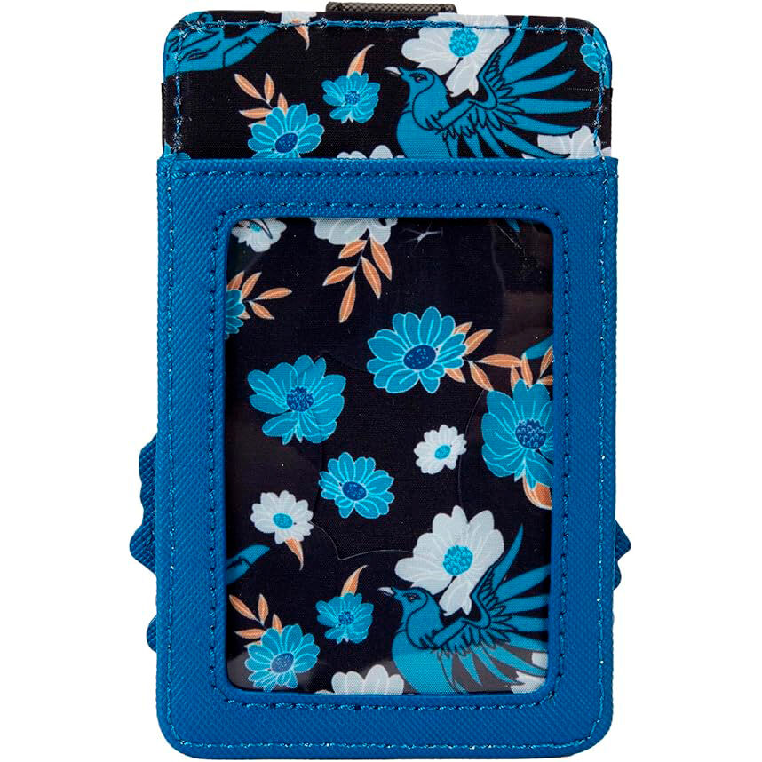 Vue de côté du porte-cartes Ravenclaw Loungefly montrant les compartiments pour cartes