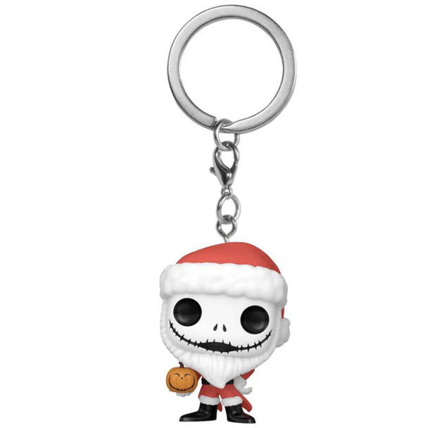 Porte-clés Funko Pocket POP Jack Skellington en costume de Père Noël, vue de face sur fond blanc