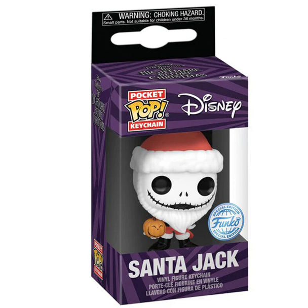 Détail du porte-clés Funko Pocket POP Jack Skellington édition Noël, montrant les couleurs et finitions du produit