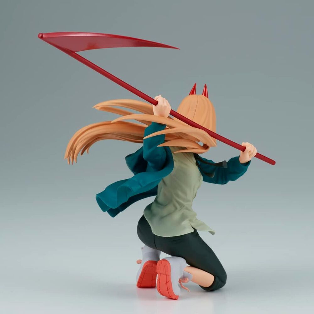 Vue rapprochée de la figurine Power Chainsaw Man 12 cm par BANPRESTO avec détails soignés