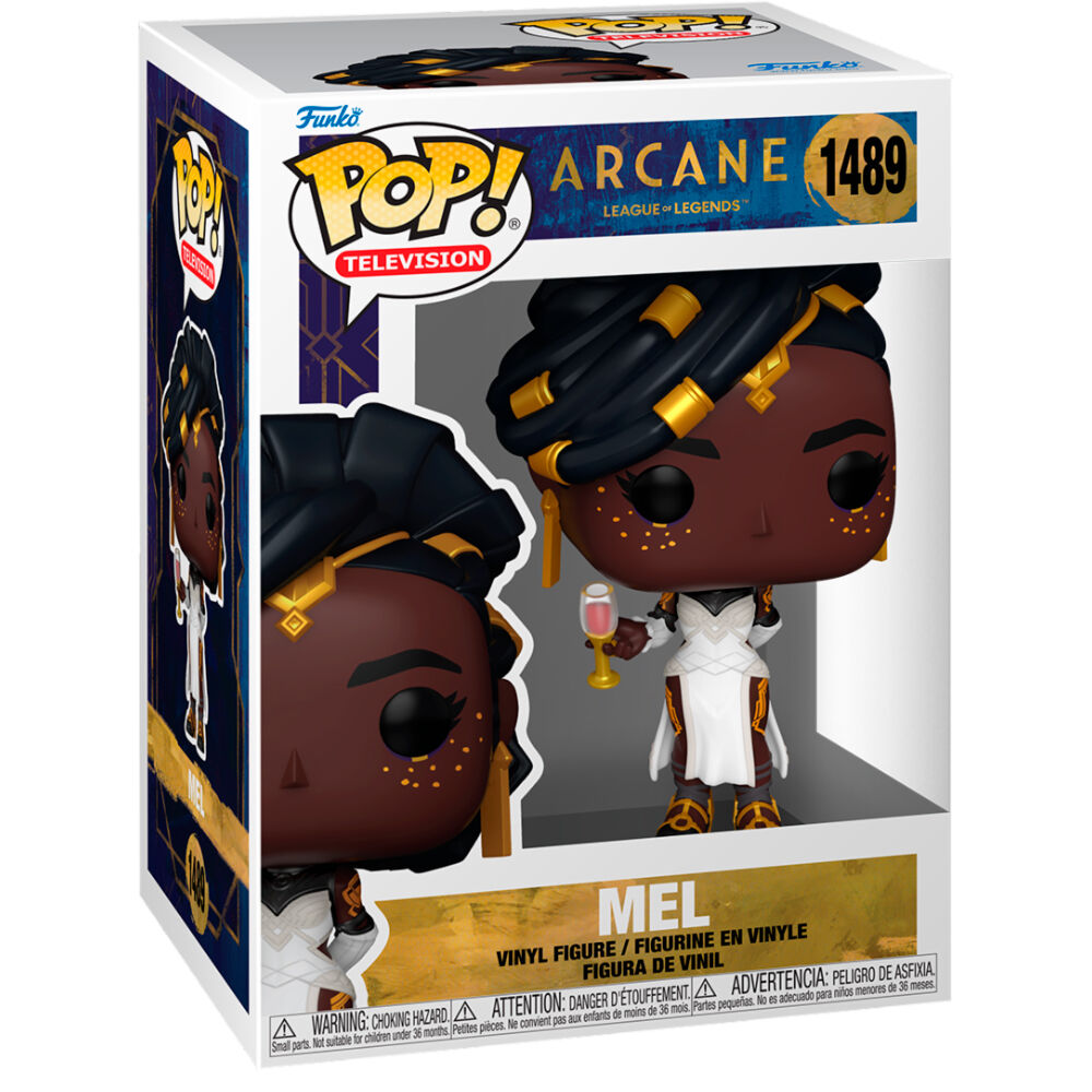 Figurine Funko POP de Mel de League of Legends Arcane, en vinyle de 9 cm, vue de face avec boîte cadeau