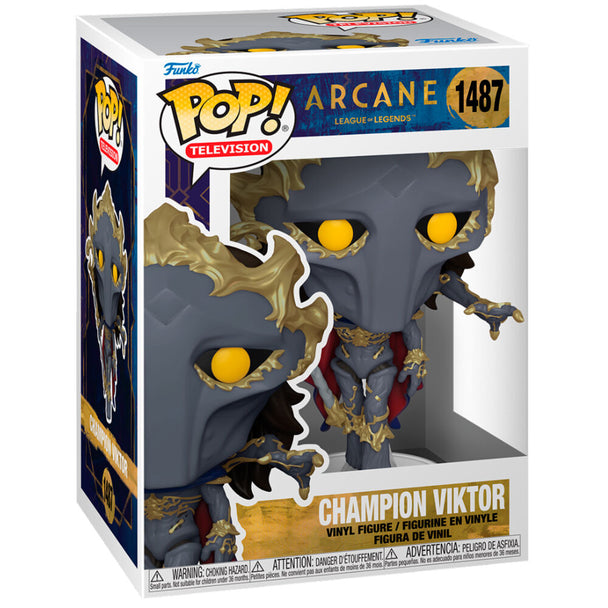 Figurine Funko POP de Viktor de League of Legends Arcane en vinyle, hauteur 9 cm, présentée dans sa boîte cadeau collector.