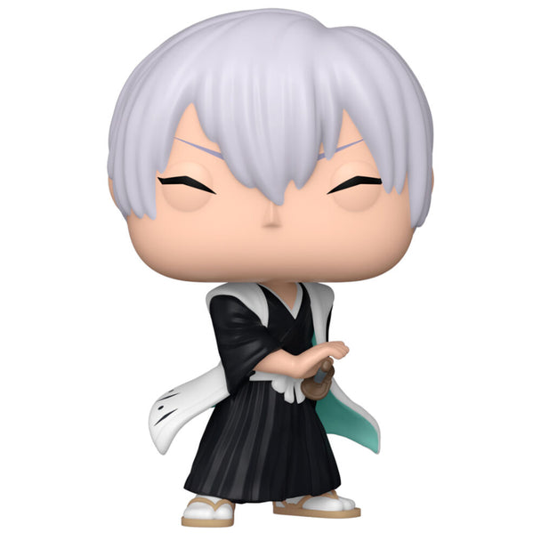 Vue rapprochée de la figurine Funko POP Gin Ichimaru montrant les détails du visage et du costume