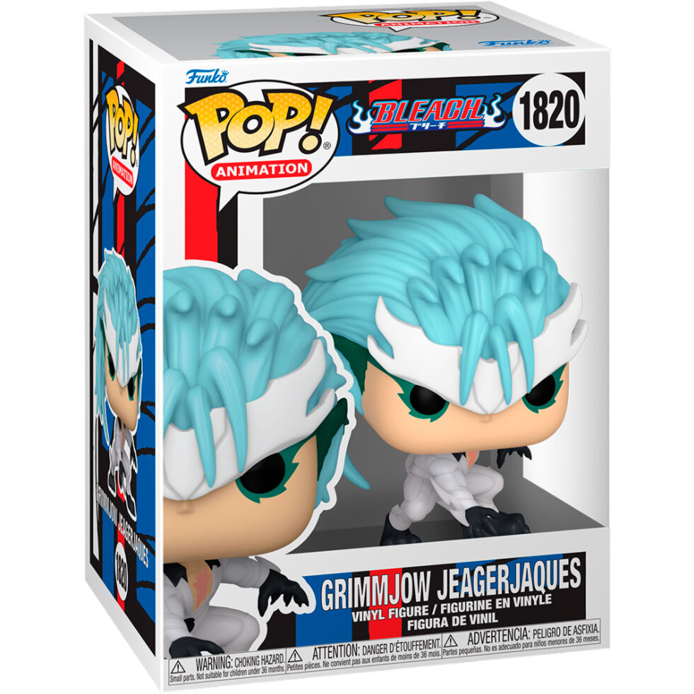 Vue rapprochée de la figurine Grimmjow Jeagerjaques Funko POP avec détails précis et peinture soignée.