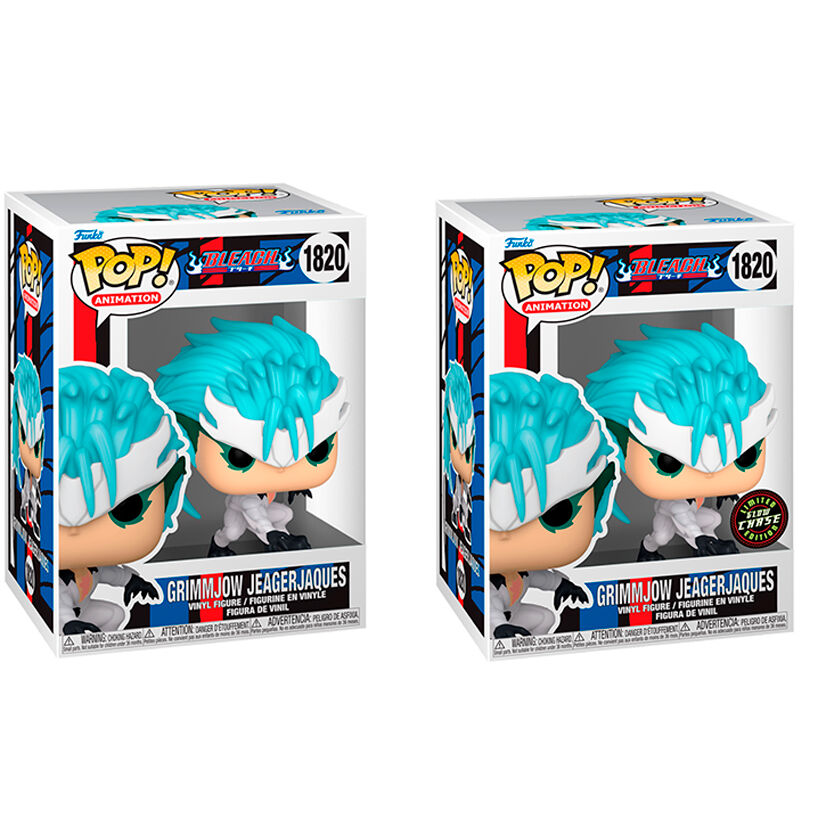 Figurine Funko POP Bleach Grimmjow Jeagerjaques en vinyle de 9 cm dans sa boîte cadeau.