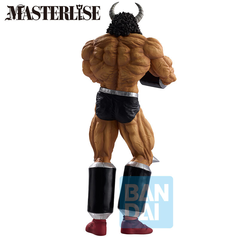 Vue arrière de la figurine Buffaloman Kinnikuman Perfect Origin mettant en valeur les détails du costume