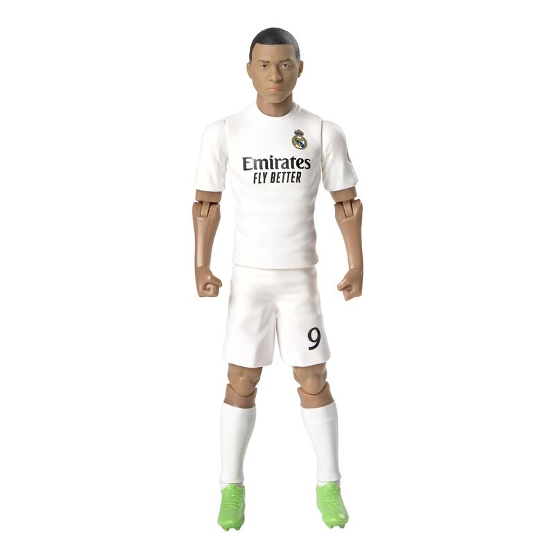 Figurine articulée Mbappé en tenue Real Madrid, vue de face, 20cm