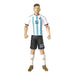 Profil gauche de la figurine articulée Lionel Messi avec maillot bleu et blanc