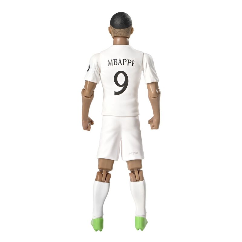 Détail du visage réaliste de la figurine Mbappé Real Madrid 20cm