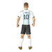 Vue rapprochée du visage réaliste de la figurine Messi signée BANBO TOYS