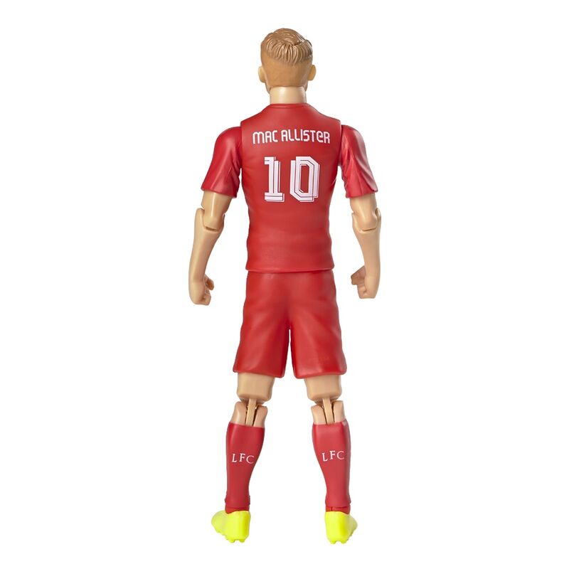 Détail du visage réaliste de la figurine Mac Allister Liverpool FC avec expression dynamique