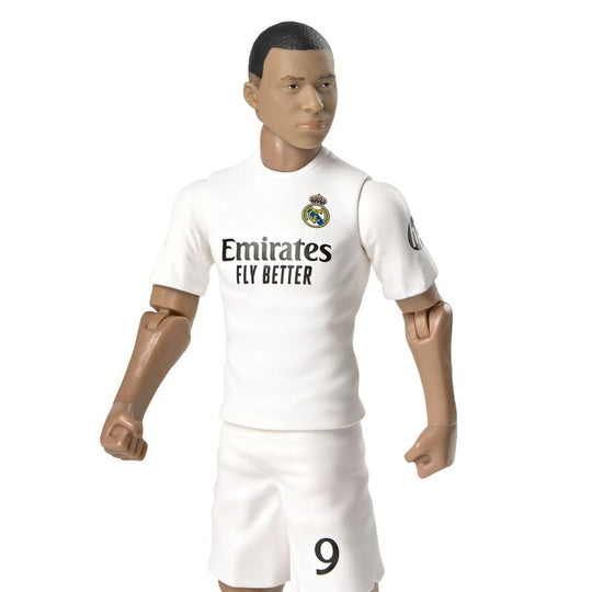Figurine Mbappé Real Madrid posée sur un socle avec articulation visible