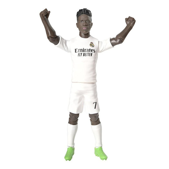 Packaging officiel de la figurine Vinicius Jr BANBO TOYS avec logo Real Madrid