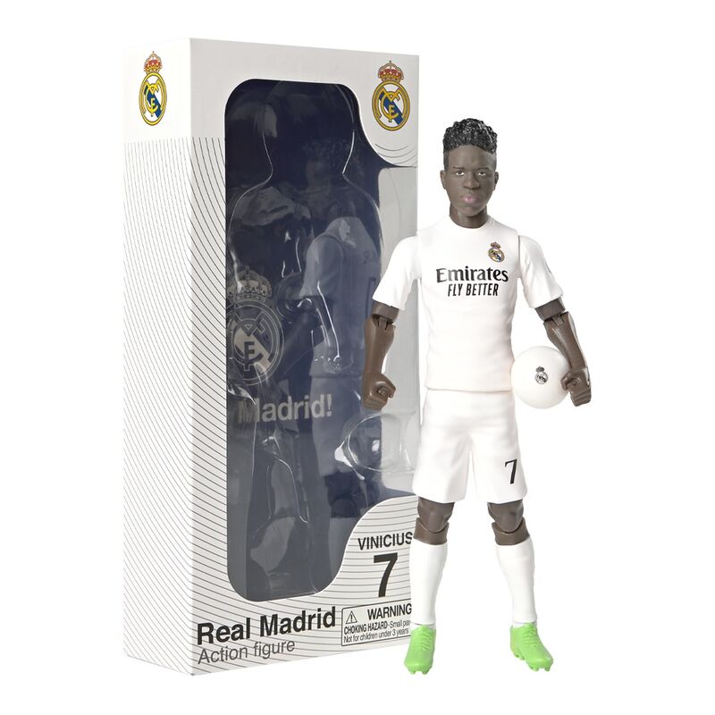 Vue arrière de la figurine Vinicius Jr avec maillot Real Madrid et numéro