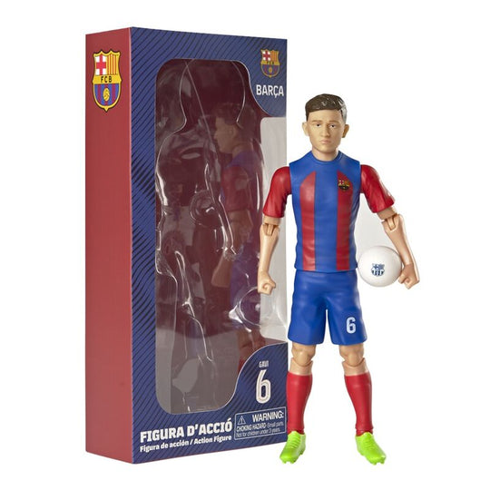 Figurine articulée Gavi du FC Barcelona vue de face en tenue officielle bleu et grenat