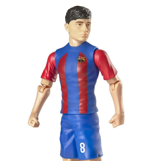 Figurine Pedri en posture de dribble avec ballon, maillot FC Barcelona visible