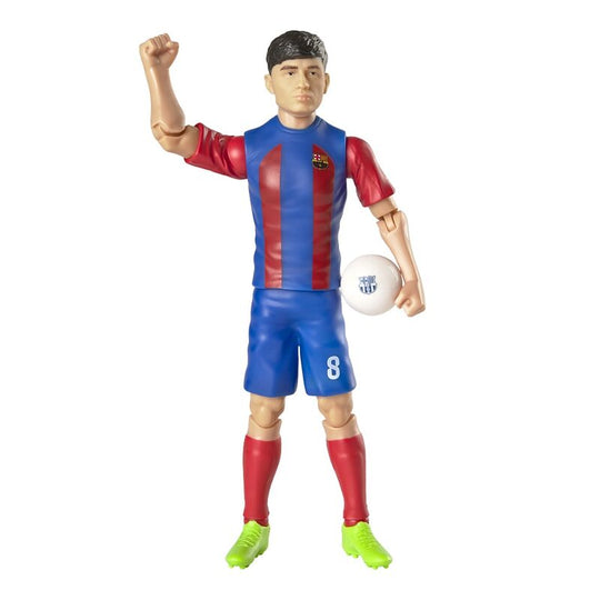 Photo de la figurine Pedri de dos, mettant en valeur le logo du FC Barcelona