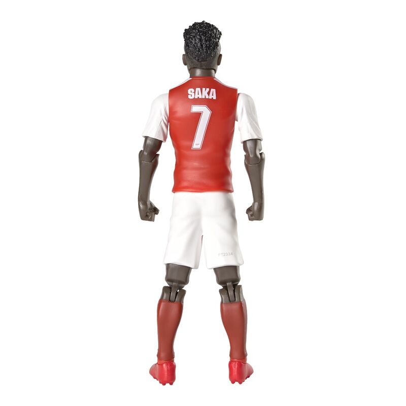 Vue arrière de la figurine Saka Arsenal mettant en valeur le maillot