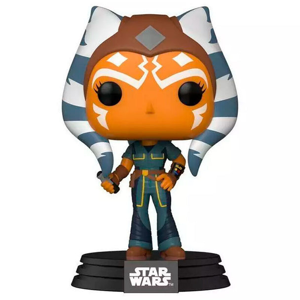 Figurine POP exclusive d'Ahsoka Tano de Star Wars par FUNKO, vue de face avec détails précis et couleurs vives.