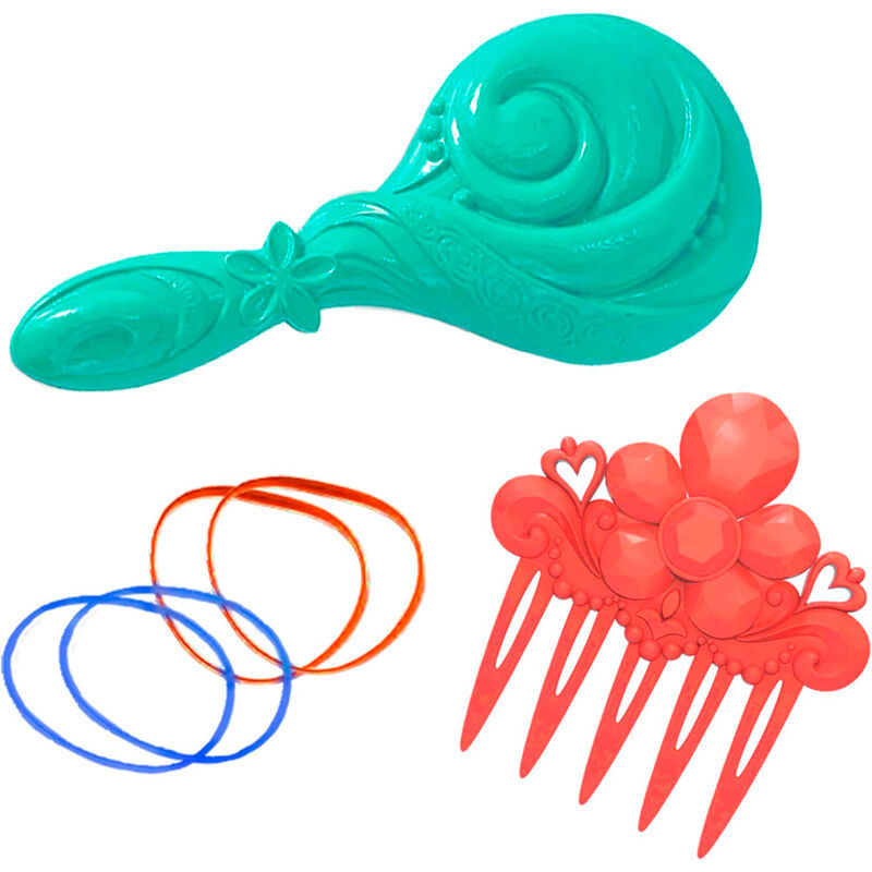 Gros plan sur les détails du buste de Vaiana avec accessoires décoratifs