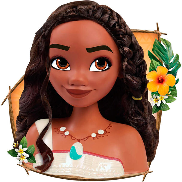 Buste de Moana Disney présenté avec ses accessoires créatifs sur fond blanc