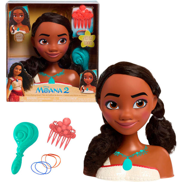 Vue avant du buste de Vaiana Disney avec détails colorés et accessoires inclus
