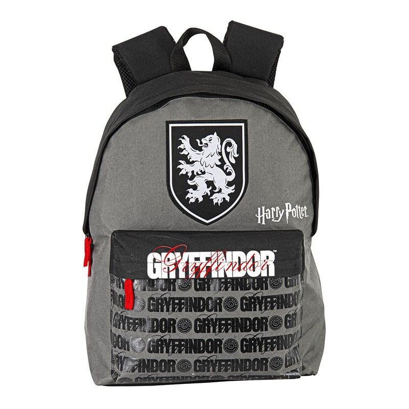 Vue avant du sac à dos Harry Potter Gryffindor 42cm avec logo PERONA et couleurs rouge et or