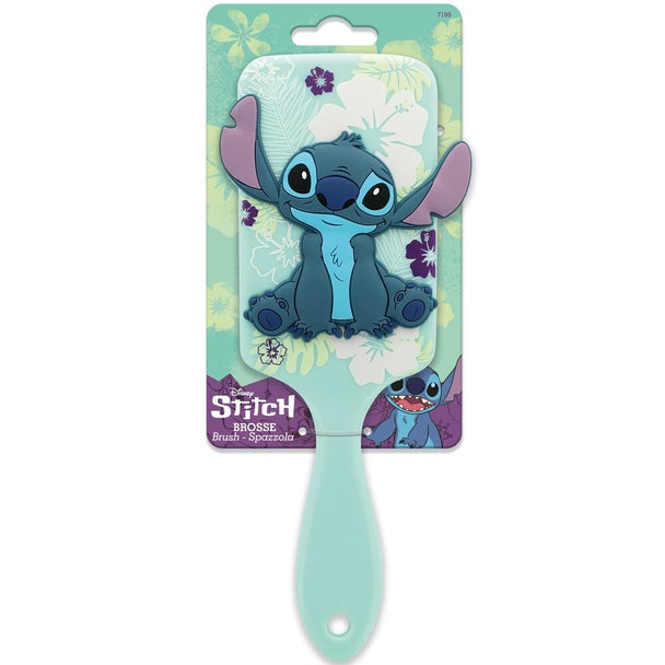 Vue de face de la brosse à cheveux Disney Stitch 3D en silicone pour enfants