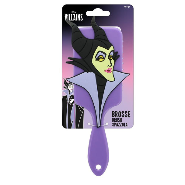 Brosse à cheveux 3D Maléfique Disney Villains vue de face avec picots flexibles en silicone