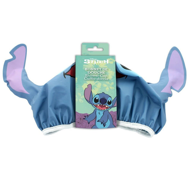 Bonnet de douche Disney Stitch en silicone souple pour enfants, présenté sur fond blanc