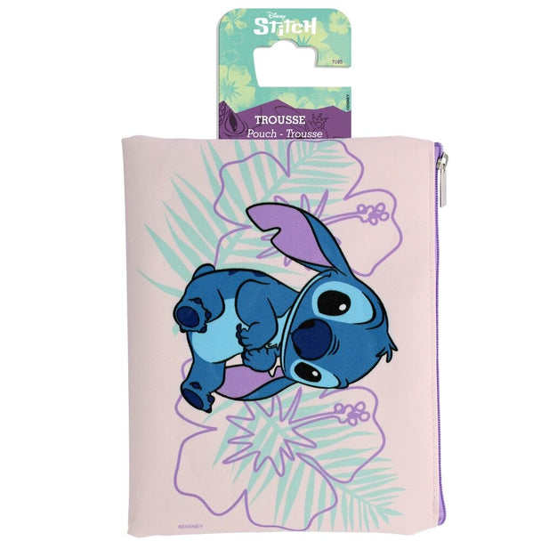 Trousse de maquillage Disney Stitch vue de face avec fermeture éclair visible