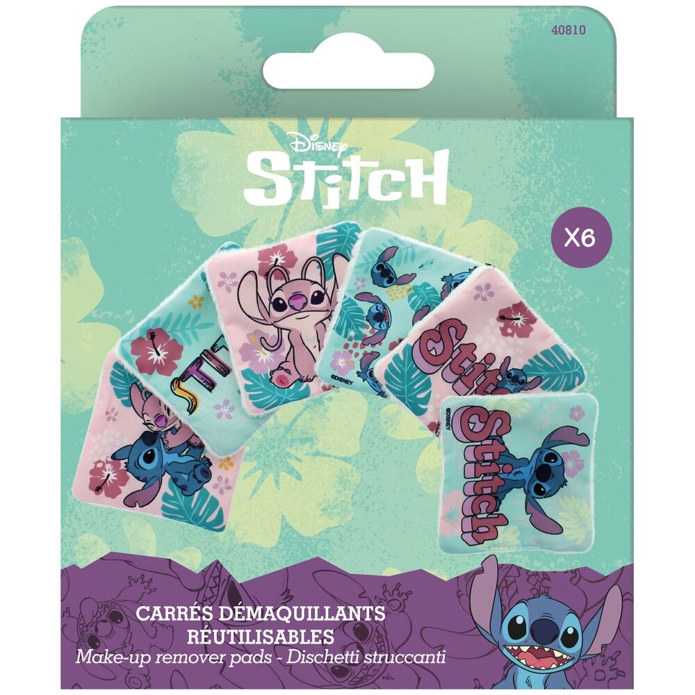 Pack de disques démaquillants réutilisables Disney Stitch avec design coloré et dimensions compactes