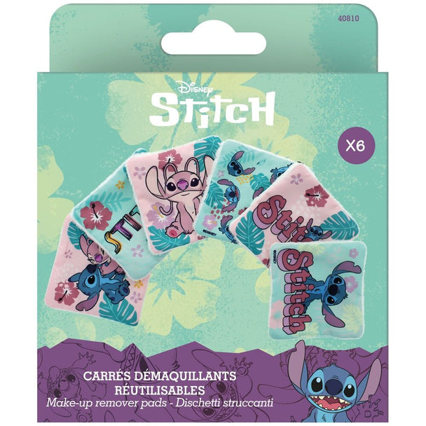 Pack de disques démaquillants réutilisables Disney Stitch avec design coloré et dimensions compactes